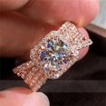 thumbnail image 3 of 925 Sterling Silver Shiny Full Diamond Gemstone Ring Cubic Zirconia Rings CZ Diamond Multi Row Ring Eternity Engagement Wedding Band Ring for Women (US Code 6), 3 of 5