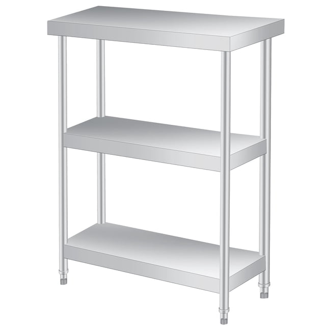 Table d'Appoint Extérieur à 3 Niveaux en Acier Inoxydable – Établi Utilitaire Commercial pour Patio – Résistant à la Rouille, Facile à Nettoyer – pour Jardin, Cuisine, Restaurant, Garage