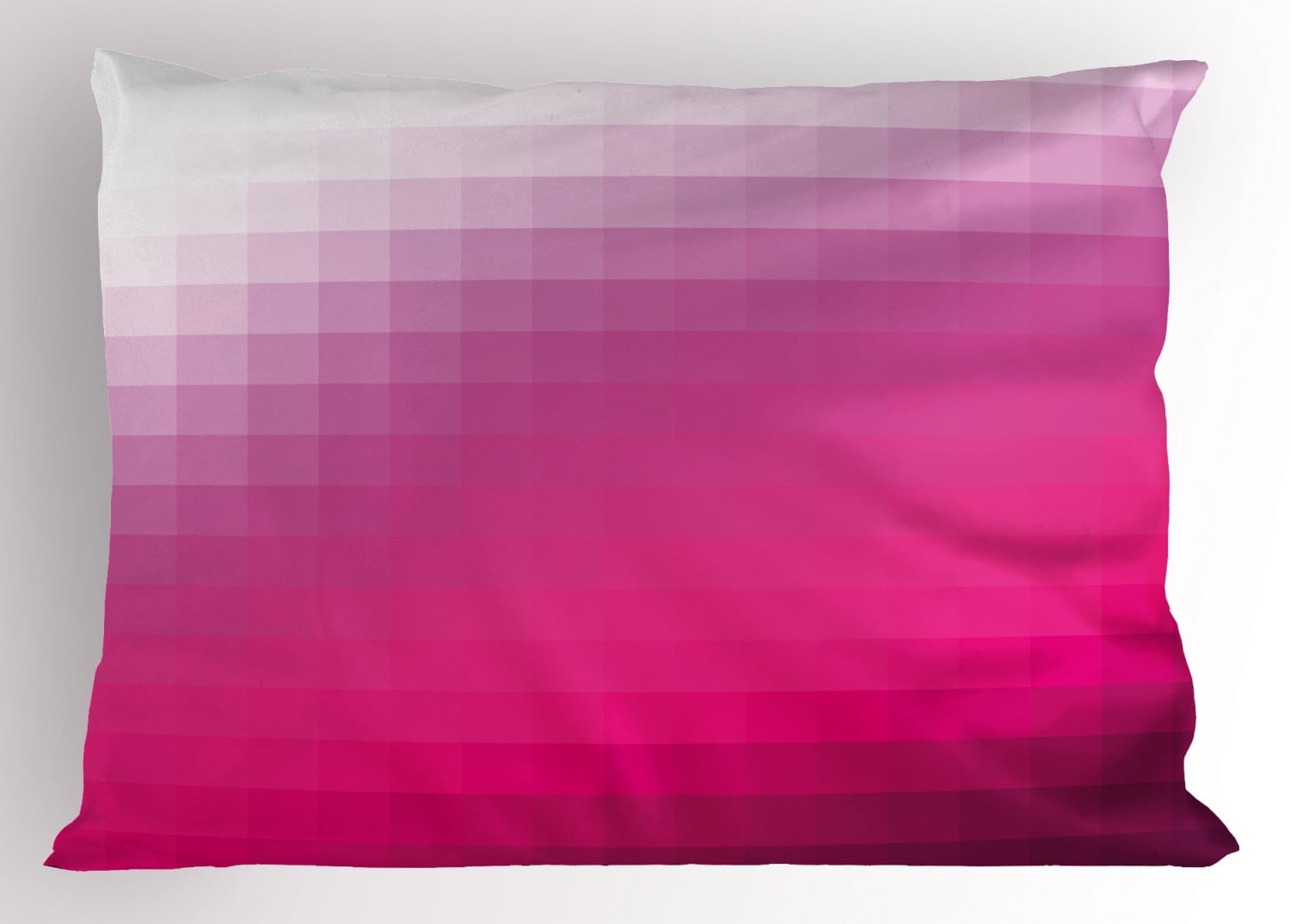 Hot Pink Pillow Sham Modern Art Mosaic Tiles Gradually Ombre Inspired