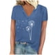 thumbnail image 1 of Camisetas de Manga Corta para las Mujeres, Impresión de Cuello en V Camiseta Casual Top Hecho de 95% Poliéster 5% Spandex para el Uso Diario de Primavera Verano, Camisetas para las Mujeres Casual, 1 of 4