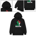 thumbnail image 2 of Hombres Mujeres Free Palestina Sudadera con capucha Bolsillos Tallas grandes Traje de vacaciones (Negro 3XL), 2 of 8