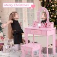 thumbnail image 2 of Shininglove Girls Makeup Table Set with Mirror, 2 in 1 Princess Dressing Vanity Table and Stool Set for Little Girls, Pink, 2 of 6