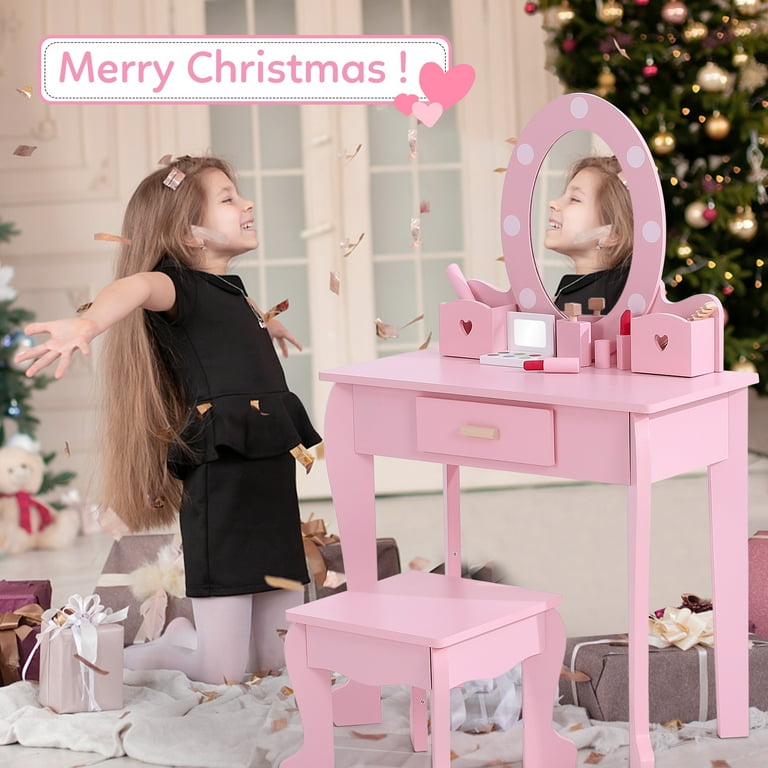 Baby pink dressing table chair sales