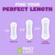 Poise Adult Incontinence Panty Liners, 2 Drop Light Absorbency, Extra Coverage, 72 Count