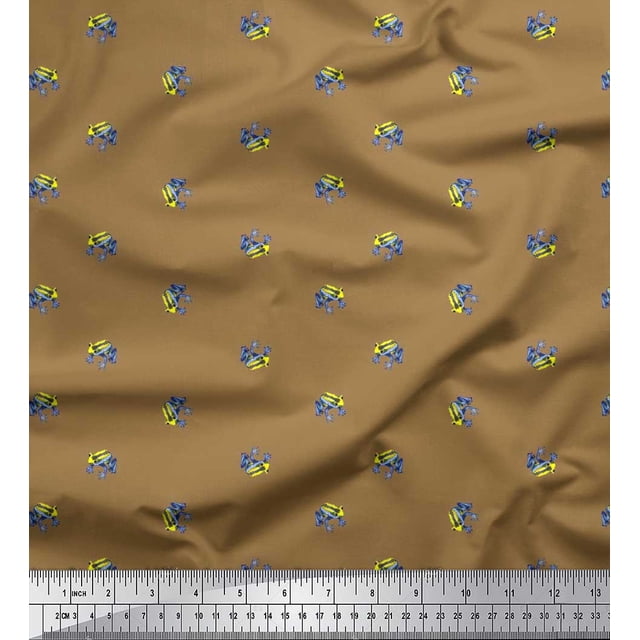 Soimoi Modal Satin Fabric Frog Animal Print Fabric by Yard 42 Inch Wide