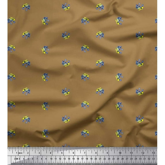 Soimoi Viscose Chiffon Fabric Frog Animal Print Sewing Fabric Yard 42 Inch Wide