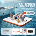 thumbnail image 6 of KFFKFF Air-Filled Floating Station, 7x7FT Waterborne Platform, Anti-Skid Aquatic Dock Mat with Compact Transport Sack & Removable Steps, Drifting Isle Raft for Poolside, Beach, and Sea, 6 of 9