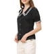 thumbnail image 4 of INSPIRAR CHIC Blusa de Mujer con Cuello Peter Pan en Contraste y Botones de Manga Corta L Negra, 4 of 7