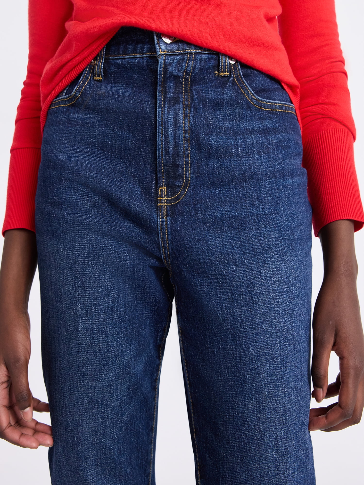 Free Assembly Women's and Women's Plus High Rise Straight Jeans, 30" Inseam, Sizes 0-26W
