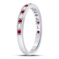 thumbnail image 2 of 10kt White Gold Womens Round Ruby Diamond Single Row Stackable Band Ring 1/3 Cttw, 2 of 4