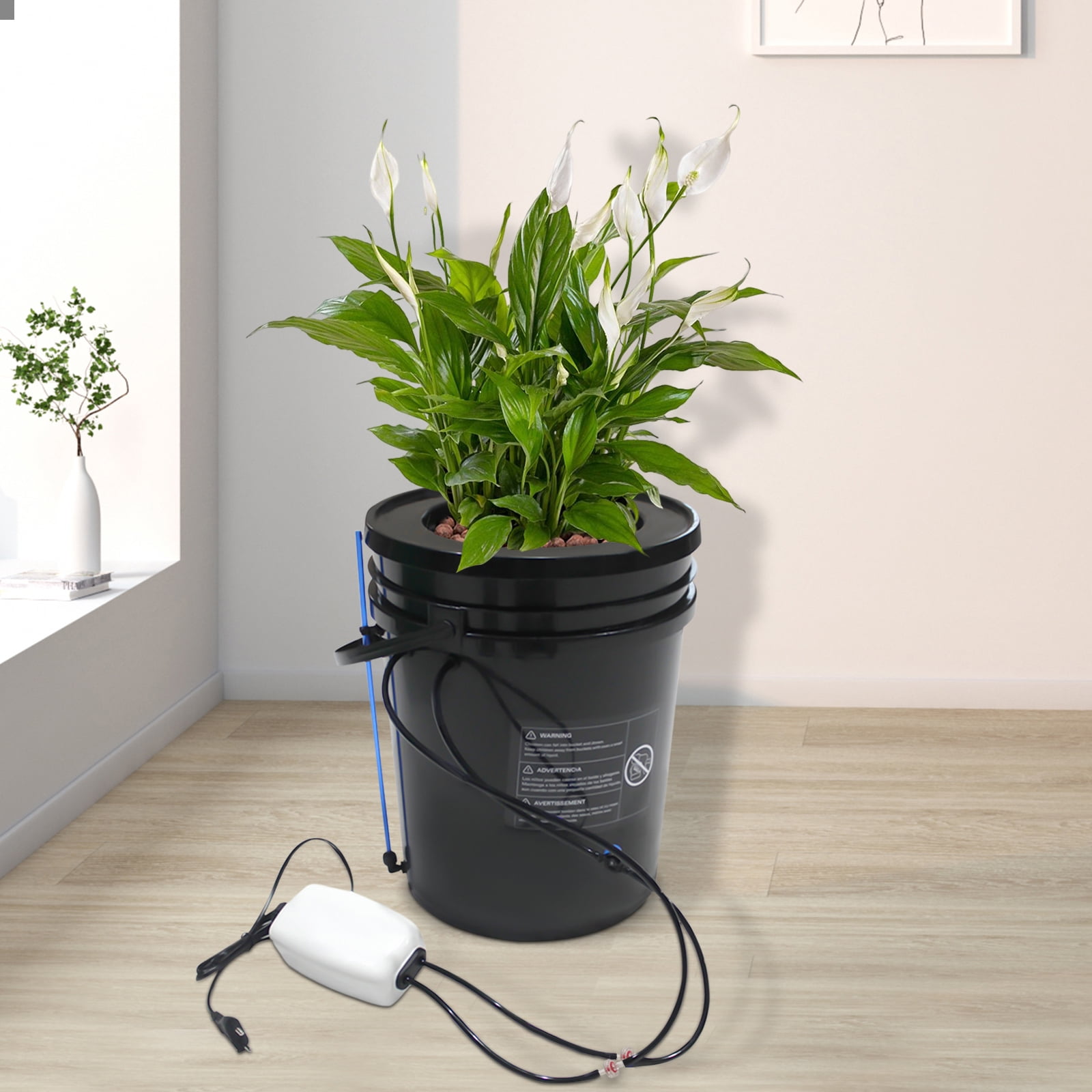 8W 110V Cylindrical Deep Water Culture Recirculating Drip Garden System for Planting Tents Gardens Balconies Offices