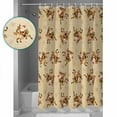 thumbnail image 3 of Extra Long Shower Curtain 72x96 Inch, Beige Christmas Shower Curtain Waterproof Bathroom Decor Vintage Elk Santa Xmas Snowflake Fabric Bath Curtain Set Accessories with Hooks, 3 of 6