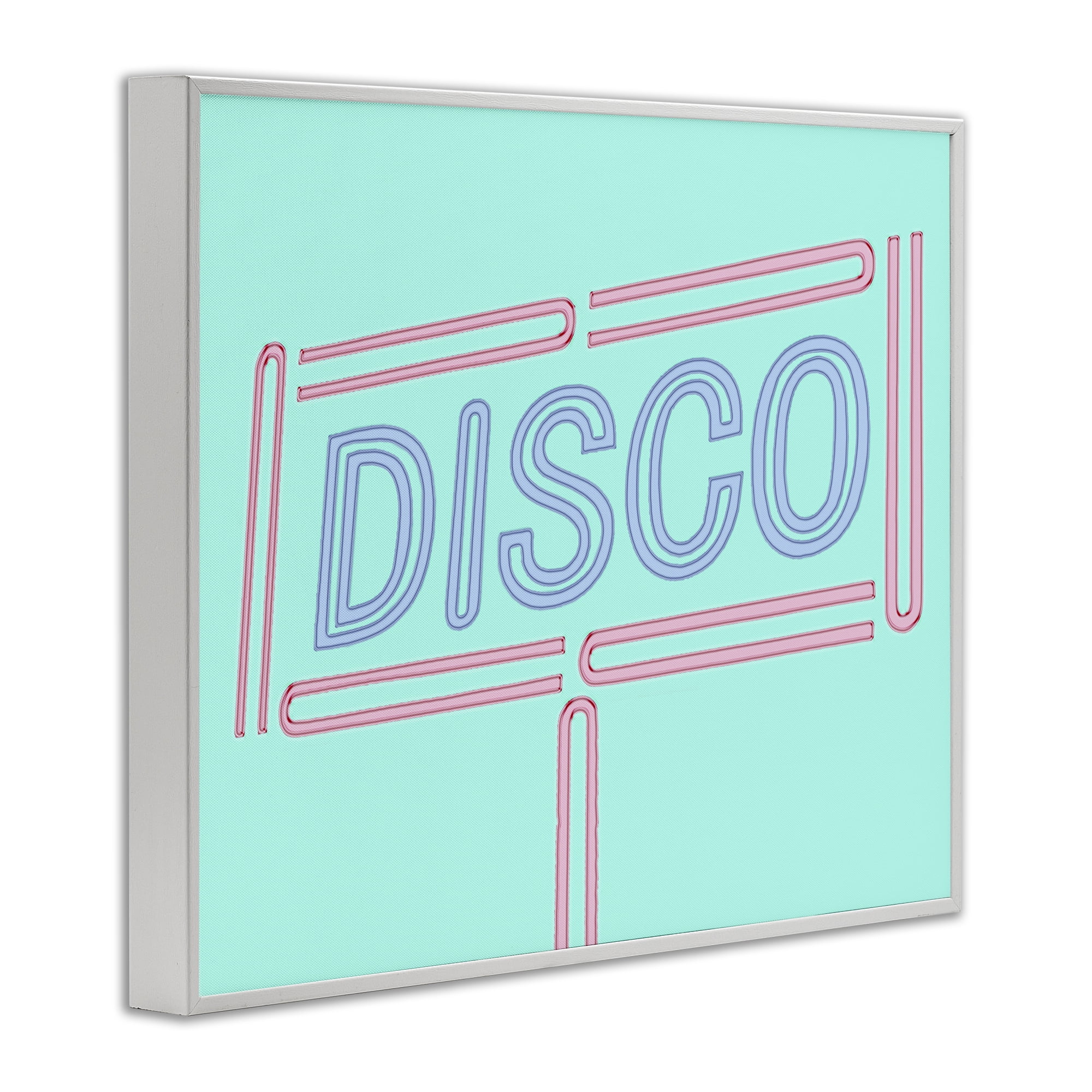 Stupell Industries Retro Disco Sign Typography Painting White Framed Art Print Wall Art, 14 x 11