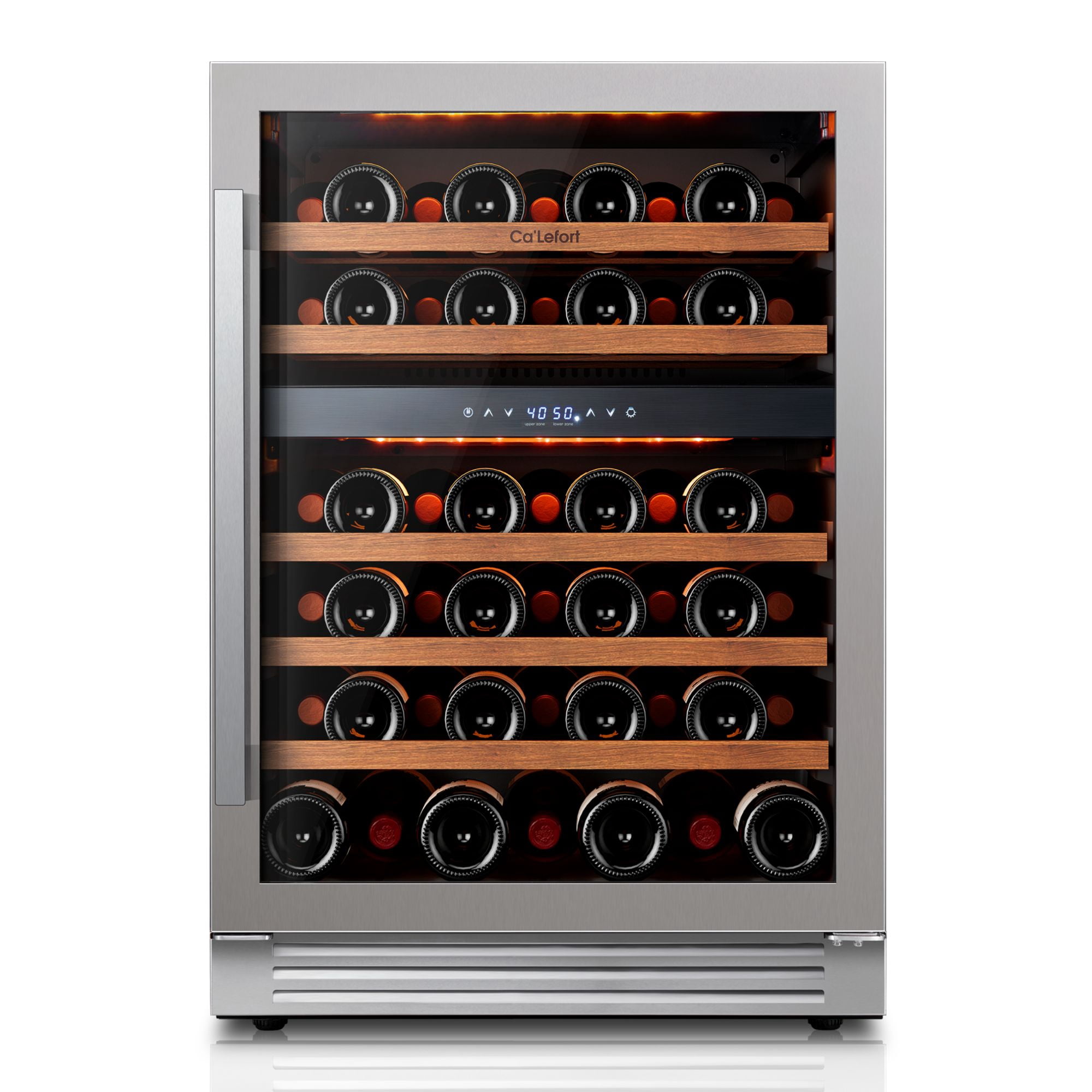 Ca'Lefort 24'' Wine Cooler Refrigerator, Under Counter 52 Bottle Dual Zone Wine Fridge, Freestanding & Built-in with Glass Door