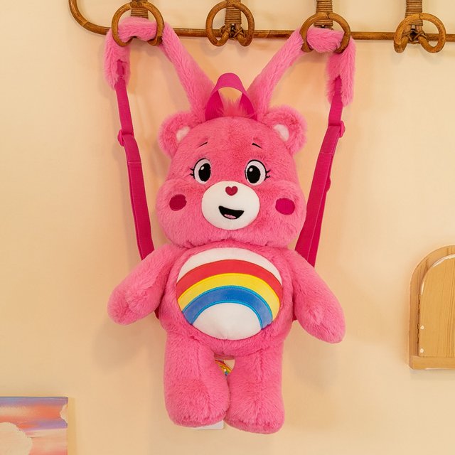 Mochila de peluche con dibujos animados de animé Care Bears, regalo de cumpleaños, muñeco de peluche de moda, nuevo oso arcoíris, muñeca genuina, mochila para niños