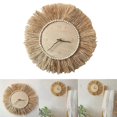 thumbnail image 2 of Reloj de pared grande de estilo nórdico con agujas de paja, hecho a mano, 2 of 5