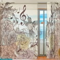thumbnail image 2 of GZHJMY Vintage Flower Birds Music Symbols Sheer Curtains Window Voile Panels Drapes Tulle Curtains, Semi Sheer Curtains 78 Inches Long for Living Room Bedroom, Set of 2 Home Decor, 2 of 4