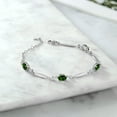 thumbnail image 3 of Gem Stone King 925 Sterling Silver Green Chrome Diopside and White Created Sapphire Tennis Bracelet for Women | 3.12 Cttw | Gemstone | Oval 7X5MM | 6 inch + 1 inch Extender, 3 of 3