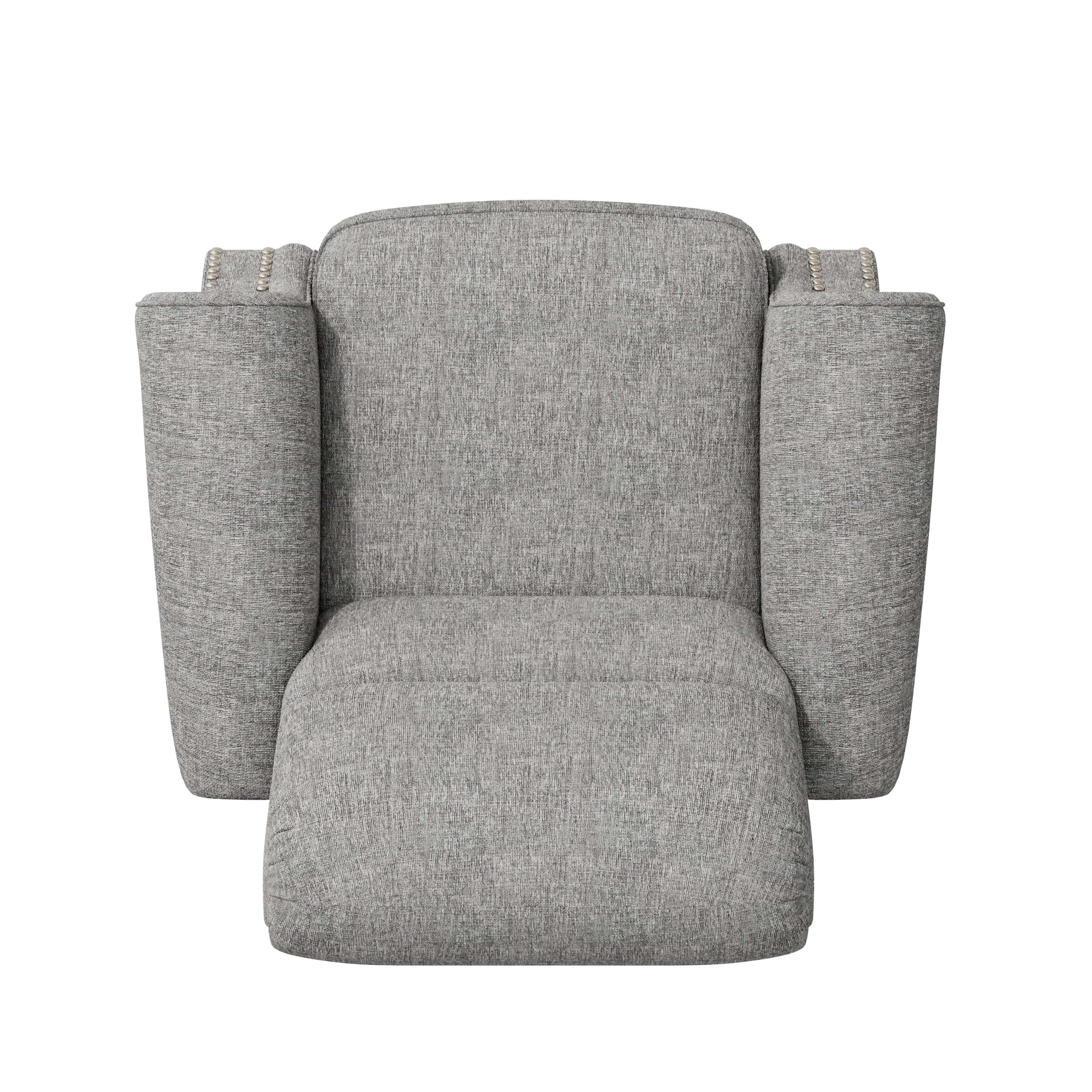 Homesvale Cari Push Back Recliner Chair with Nailheads, Light Gray Polyester, Living Room Recliner