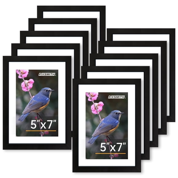 Marco de fotos FIXSMITH, juego de 10 unidades, color negro, 5 x 7 cm, con plexiglás