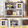thumbnail image 4 of Gabinete de Almacenamiento con Tomacorriente para Buffet Mueble Aparador Multiusos para Sala,Cocina y Porche (Blanco) FurnitureR Moderno, 4 of 7