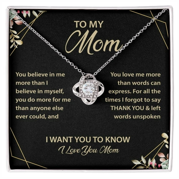 To My Mom Necklace From Daughter or Son, Jewelry with Message & Gift Box