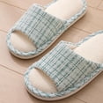 thumbnail image 6 of Xfvqtps Mens Womens Linen House Slippers Open Toe Slide Shoes Non Slip Indoor Casual Flat Comfy Couple Home Shoes, 6 of 7