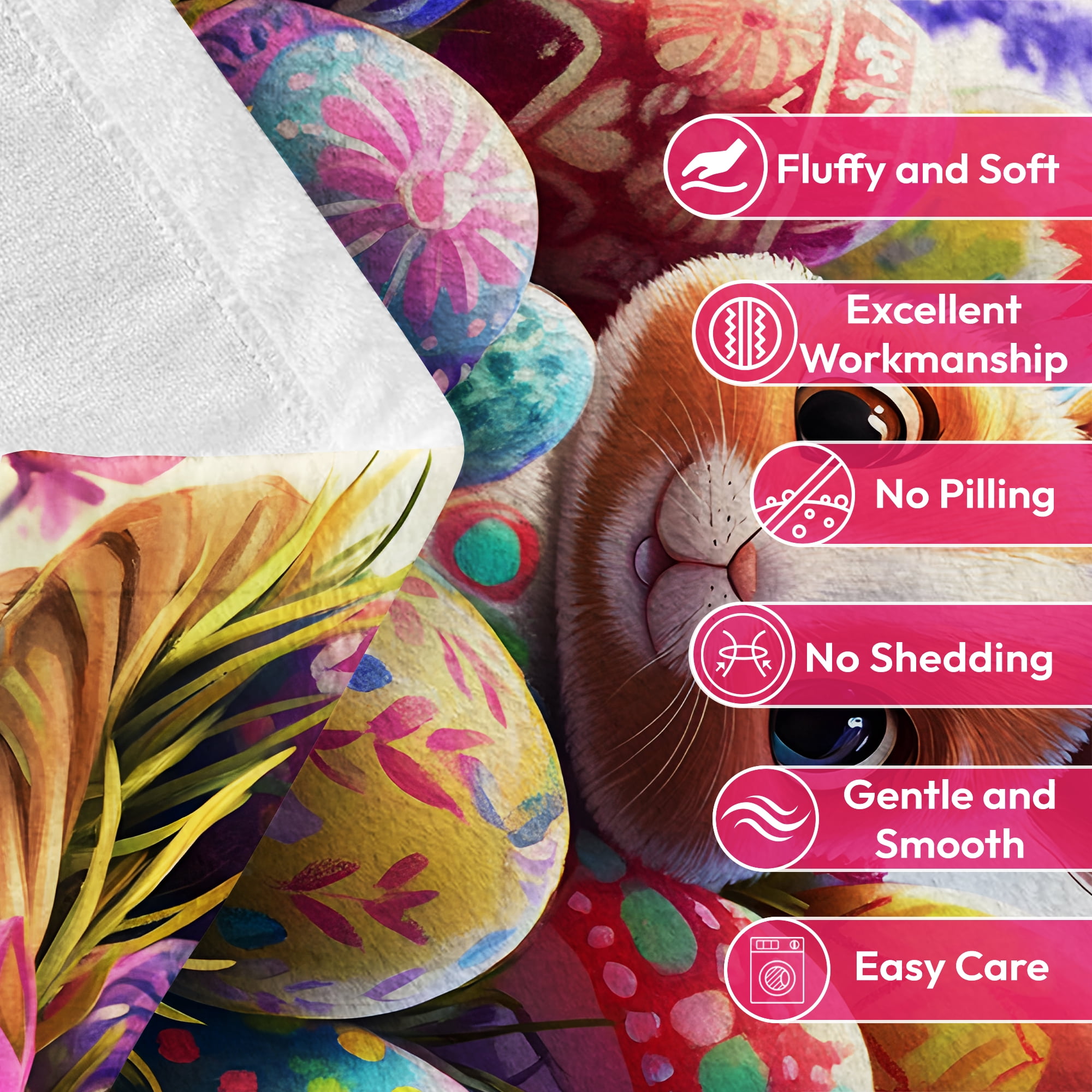 Easter Throw Blanket, Warm Fleece Flannel Bed Blanket, Lightweight Easter Blanket for Sofa Bed Couch 50"x60"