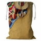 thumbnail image 1 of Sombrero de playa de paja ABPHQTO Manta de Sarape Estrella de mar Conchas marinas Cesta de almacenamiento Bolsa de lavandería con cordón 45x60 cm, 1 of 3