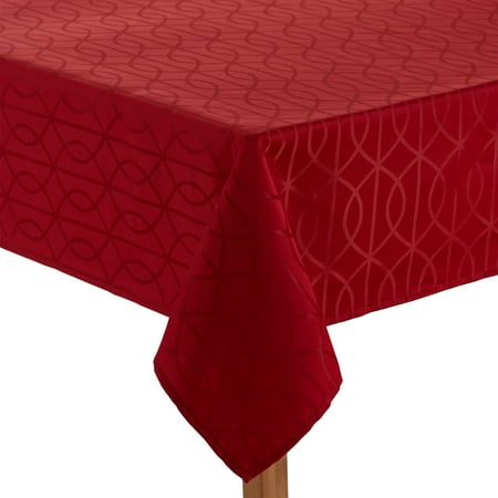 

Teflon Branson Teflon Elite Treated Stain and Moisture Resistant Jacquard Tablecloth 60 x 120 Inch Red