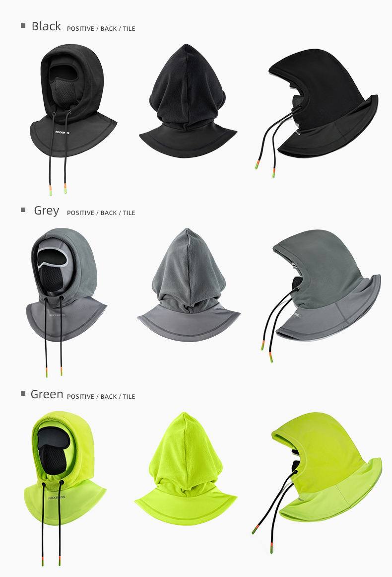ROCKBROS Winter Balaclava Fleece Head Covers Cycling Style Warm Thickened Hood with Built-in Replaceable 3-dimensional Filter Double Protection
