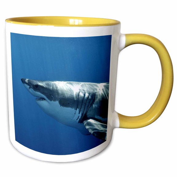 3drose, Great White Shark, 11oz Two-tone Yellow Mug