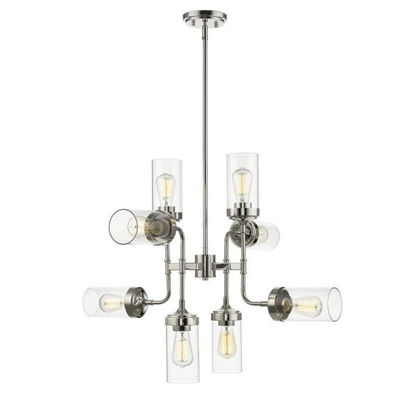 8 Light Pendant in Industrial Style 32 inches Wide By 25 inches High-Polished Nickel Finish Bailey Street Home 372-Bel-2750818