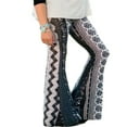 thumbnail image 1 of Femmes Boho Hippie Taille Haute Imprimé Longue Cloche Évasée Pantalon Bas, 1 of 3