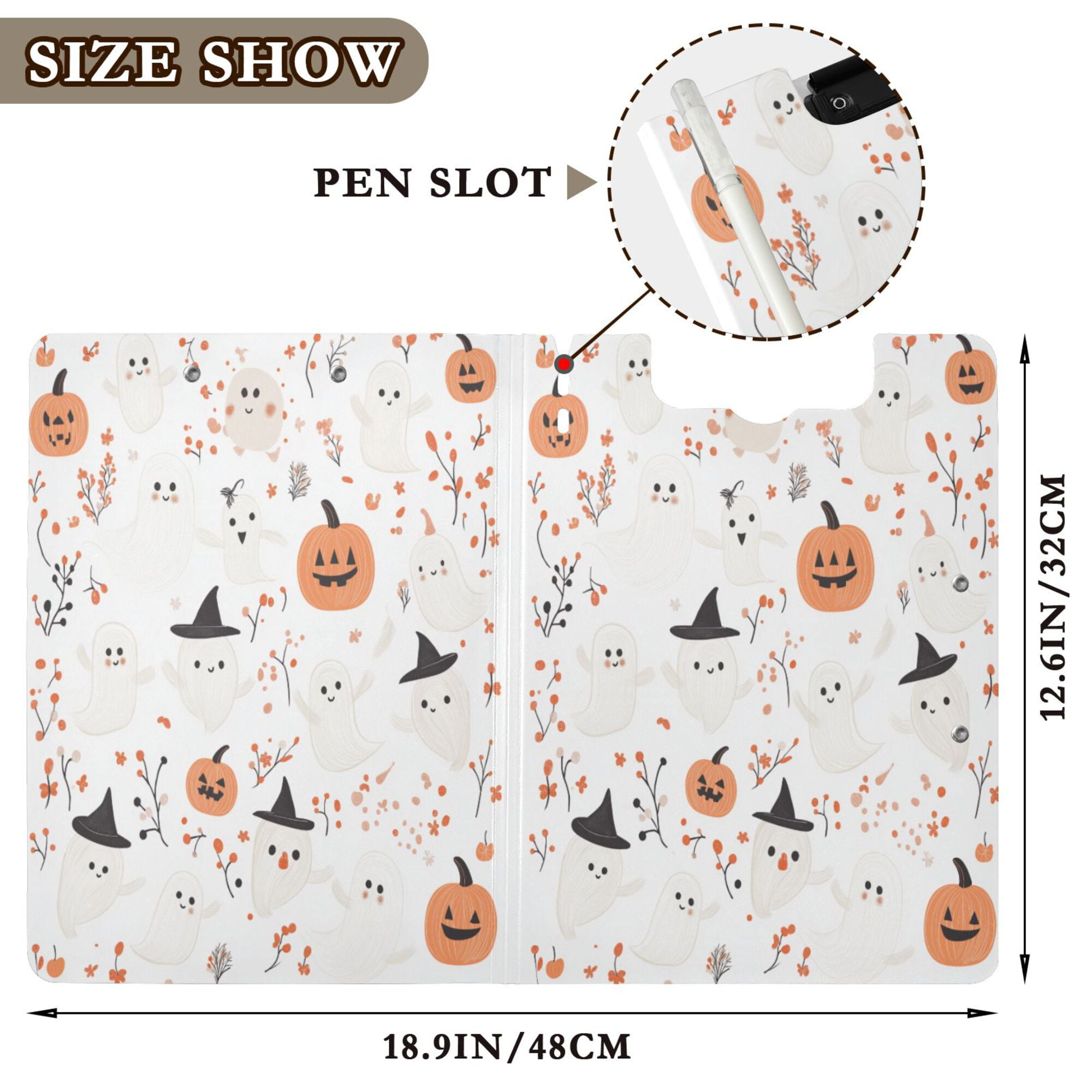 FORMRS A4 Clipboard Folder with Pen Holder Horizontal Foldable School Office Binder, Ghost Design
