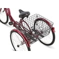 thumbnail image 2 of Schwinn Meridian Adult Tricycle Bike, Three Wheel Cruiser, 26-Inch Wheels, Low Step-Through Aluminum Frame, Adjustable Handlebars, Large Cruiser Seat, Rear Folding Basket, Single-Speed, Black Cherry, 2 of 5