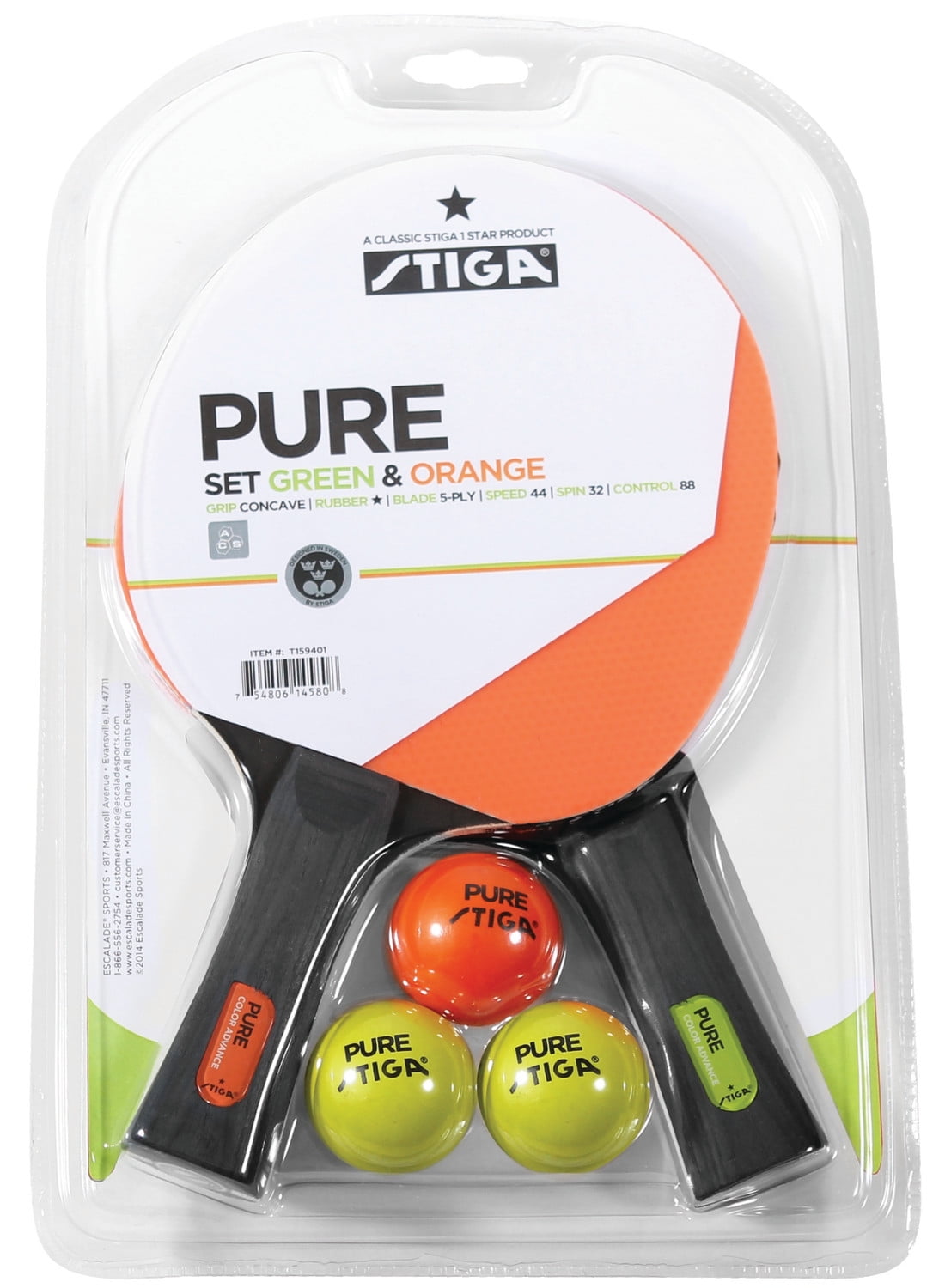 STIGA Pure Color Advance 2-Player Set - Includes Two Rackets and Three Balls