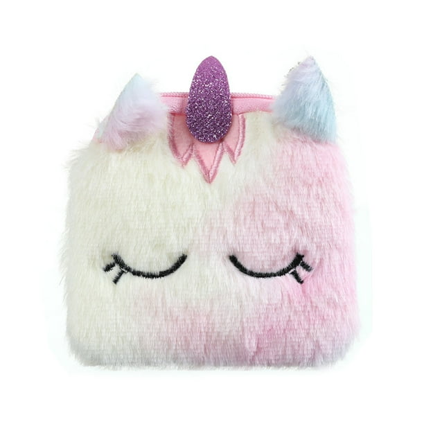 Monedero De Unicornio De Peluche De Dibujos Animados, Billetera De Animal Bonito, Bolso De Mano Para Niña, Bolso Bordado, Organizador De Auriculares, Bolsa De Regalo Para Niños Vogacara AP006732-01