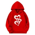 thumbnail image 2 of Eltusu Girls Valentines Hoodies, Heart Graphic Long Sleeve Fashion Loose Fit Pullover Sweatshirts Red Size 3-14 T, 2 of 4