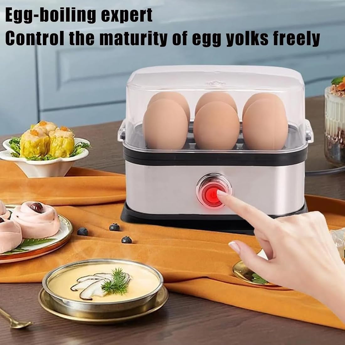 Sunny Side Master Egg Cooker, Multi-functional Sunny Side up Maker, Rapid Eggs Cooker Electric 6 Eggs Capacity,for  Stainless Steel Electric Eggs Poacher for Soft, Medium, Hard Boiled