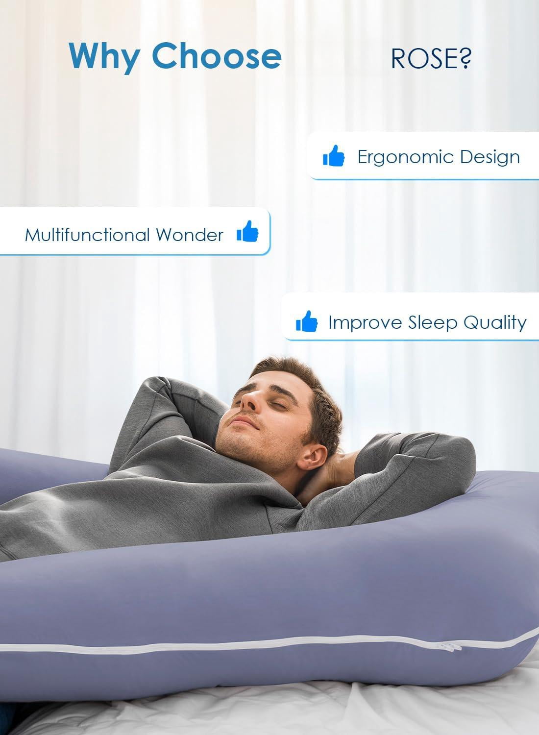 Pillows  60 Inch U Shaped Body Pillow For Sleeping Extra Long Maternity Women Support Adults With Soft Silky Cover Blue