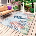 thumbnail image 4 of Outdoor Rug 3x5 ft Hippocampus Outdoor Large Area Rug Non Slip Ocean Marine Life Starfish Jellyfish Coral Seaweed Front Door Mat RV Rug Carpet Patio Outdoor Rugs for Backyard Balcony Porch Indoor, 4 of 9