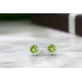 thumbnail image 4 of Gem Stone King 18K White Gold Green Peridot and Diamond Stud Earrings for Women (Round 4MM Gemstone Birthstone, 0.68 Cttw), 4 of 4