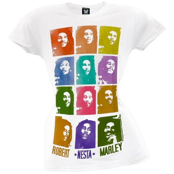 Bob Marley Women's Juniors Color Squares Short Sleeve T Shirt
