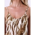 thumbnail image 5 of DARING DIVA Women's Satin Loungewear Leopard Print Cami Spaghetti Pajama Sets S Gold, 5 of 7