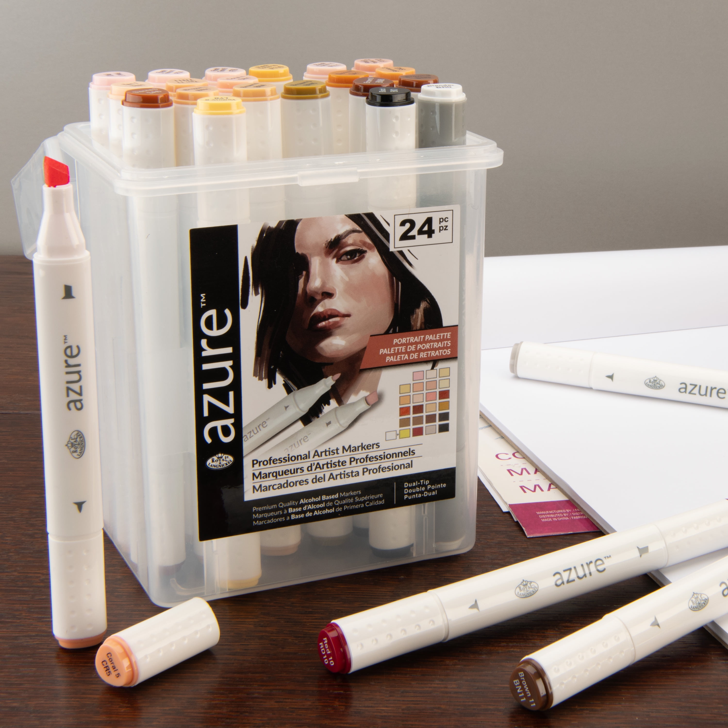 Royal & Langnickel Azure Alcohol Markers, with Case, Fine and