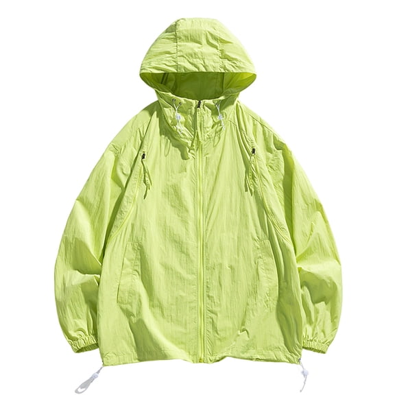 ZToonmas Men's Hooded Windbreaker Jacket Full-Zip Drawstring Casual Coat with Multi Pockets Lightweight Solid Outerwear