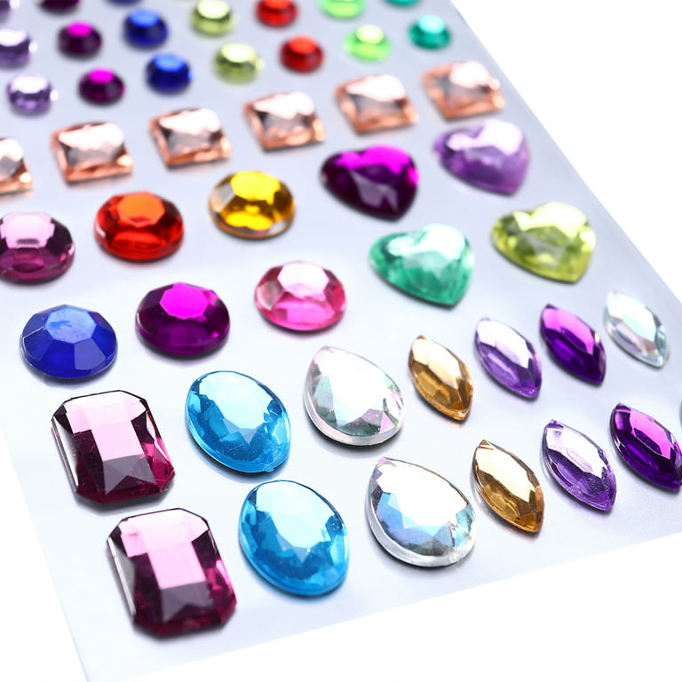 Yesland 1800 Pcs Gems Acrylic Flatback Rhinestones Gemstone Embellishments,  9 Shapes Rhinestones & Jewels Stickers, Muticolor Crystal Gems 5-12 mm for
