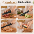 thumbnail image 3 of HENKELIVING Knife Set, 13PC Kitchen Knife, German Stainless Steel Knives with Sharpener, Ergonomic Handles, Dishwasher Safe, Perfect Housewarming Gift, Black, 3 of 9