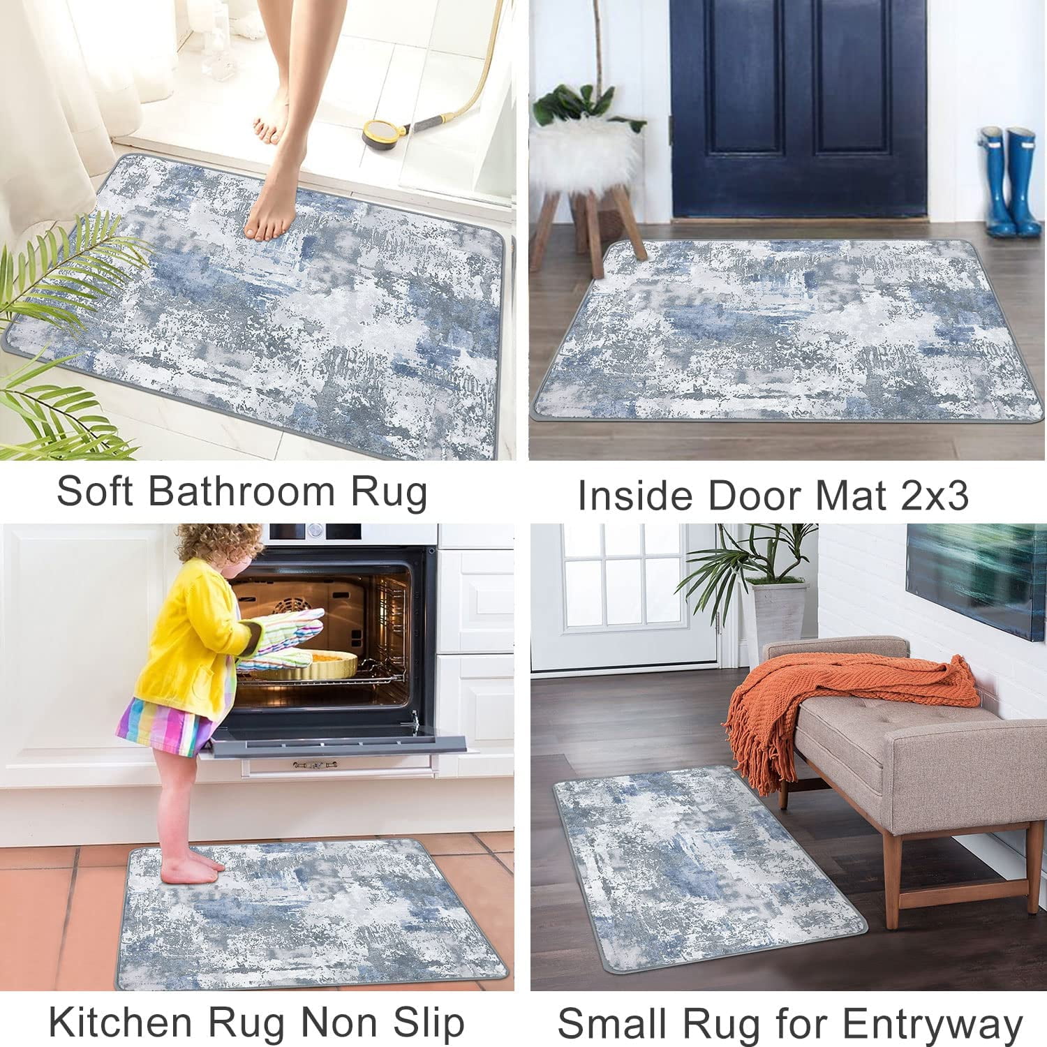 Capslpad 2x6ft Hallway Runner Rugs with Rubber Backing Non Slip Modern  Abstract Washable Kitchen Rug Runner Soft Fluffy Low Pile Carpet Floor  Runners